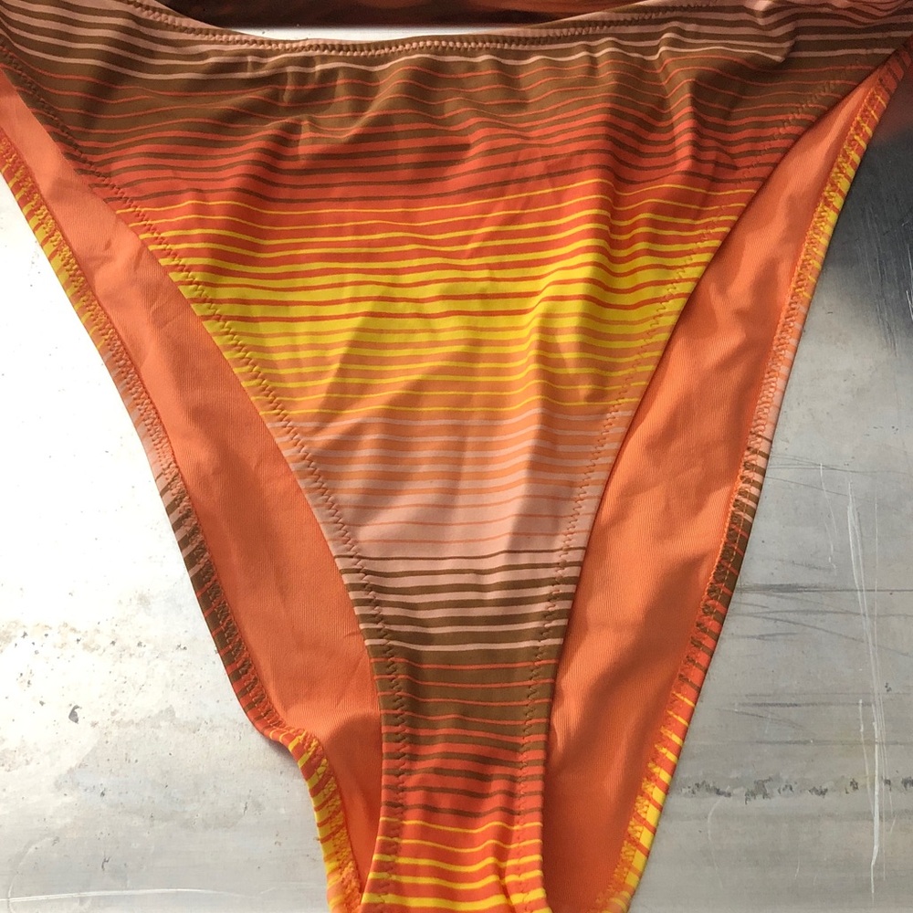 aerie Orange Ombre Stripe Bikini Bottoms
